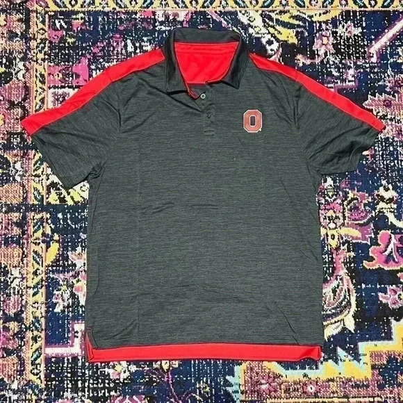 Ohio State Buckeyes Polo Shirt Adult Large Gray Short Sleeve Collared Osu Mens - Picture 1 of 2